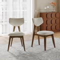 Modern Beige Faux Leather Dining Chairs With Solid Wood Legs No Assembly Required