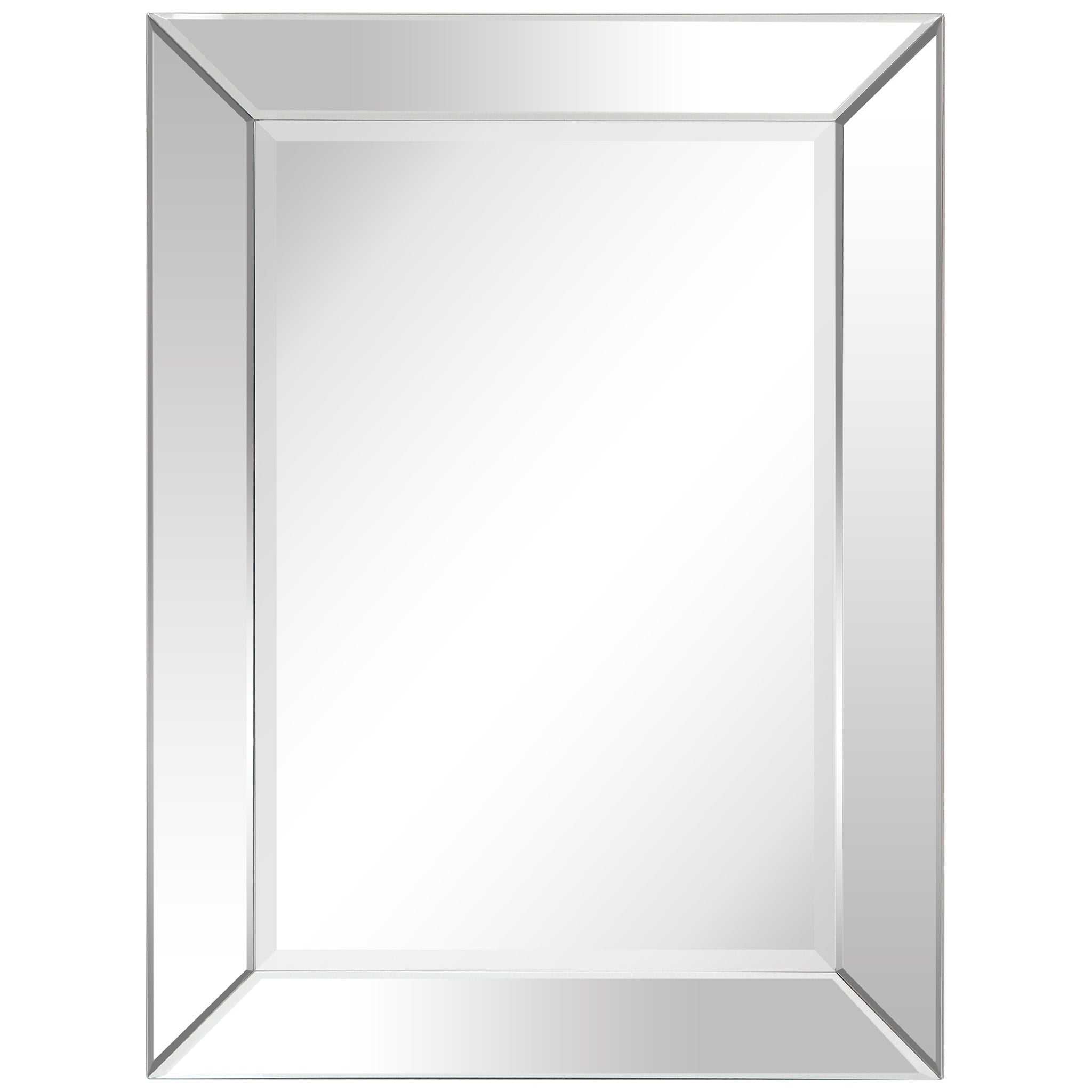 Empire Art Moderno Beveled Wall Mirror Solid Wood Frame Covered With Beveled Clear Mirror Panels