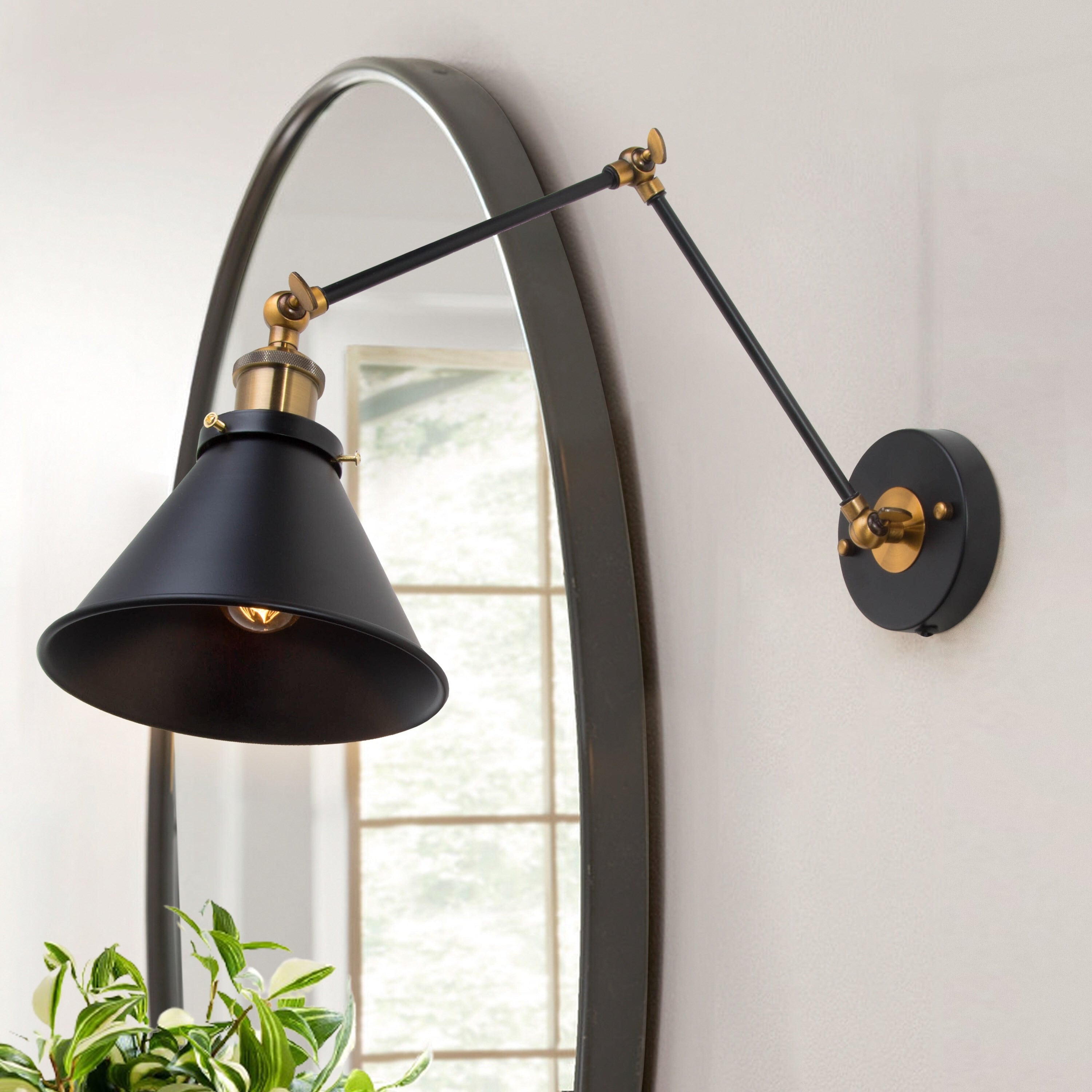 Lnc Black Wall Sconce Plug In Or Hardwire Lamp Adjustable Lighting