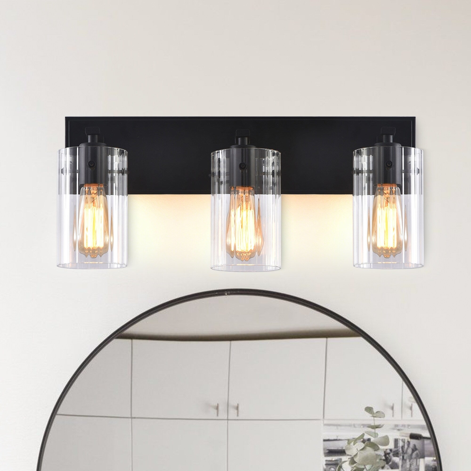Modern 3 Light Glass Wall Vanity Light Fixture 20.87 W X 9 H 5.87 D