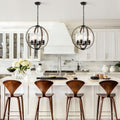 Modern Black 4 Light Metal Global Pendant Light With Clear Glass Shade