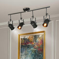 Rustic 4 Lights Tracking Lights Black Ceiling Lighting For Patio W 36.4 X E4.7 X H15