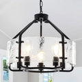 Modern Black 5 Light Clear Glass Pendant Light For Dining Room Kitchen Island