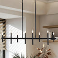 Modern Black 6 8 Light Linear Candlestick Chandelier Kitchen Island Lighting