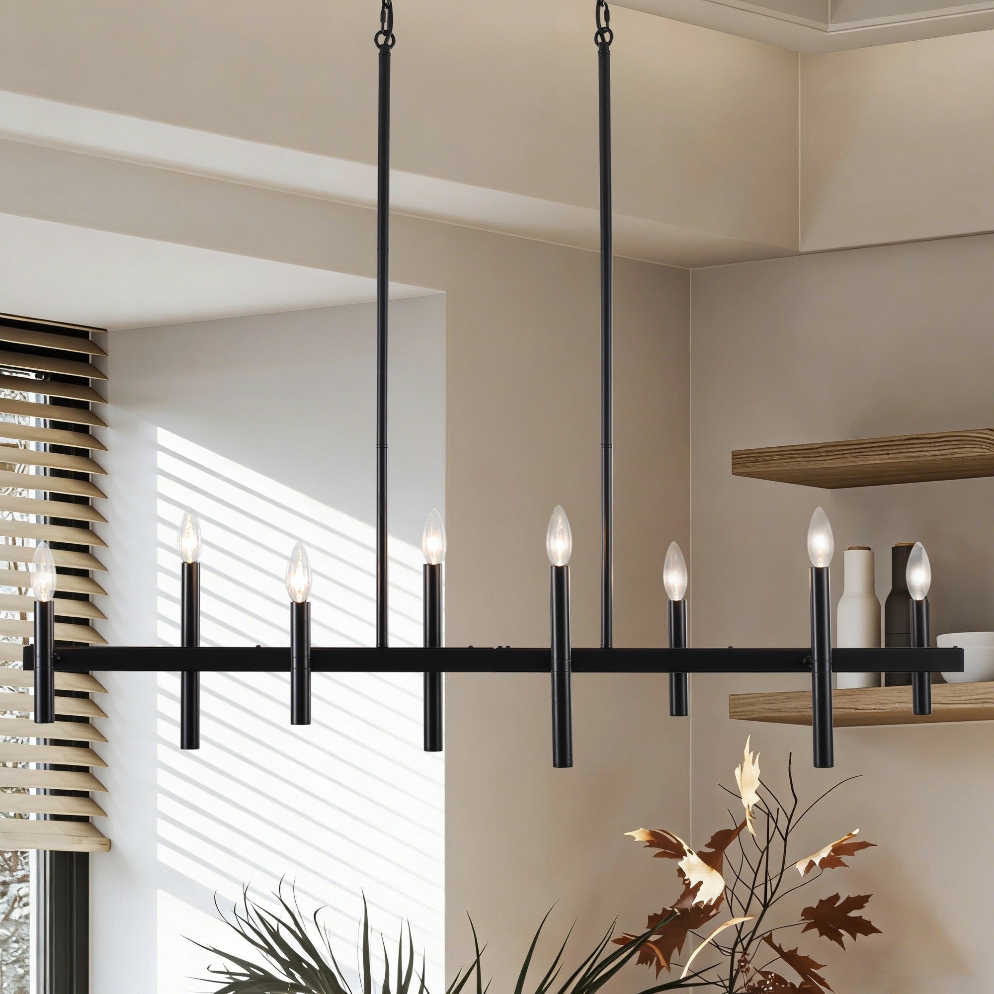 Modern Black 6 8 Light Linear Candlestick Chandelier Kitchen Island Lighting