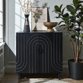 Modern Black Accent Storage Cabinet 30 Inch Wood Sideboard With Decorative Door For Living Room Entryway