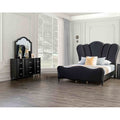 Modern Black Finish Solid Wood 3Pc Bedroom Set