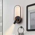 Modern Black Led Wall Sconce Oval Ring Adjustable Spotlight Dimmable
