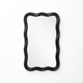 Modern Black Mdf Wood Wavy Rectangle Wall Mirror 35.4 H X 21.65 W Home Decor 35.43 H X 21.65 W