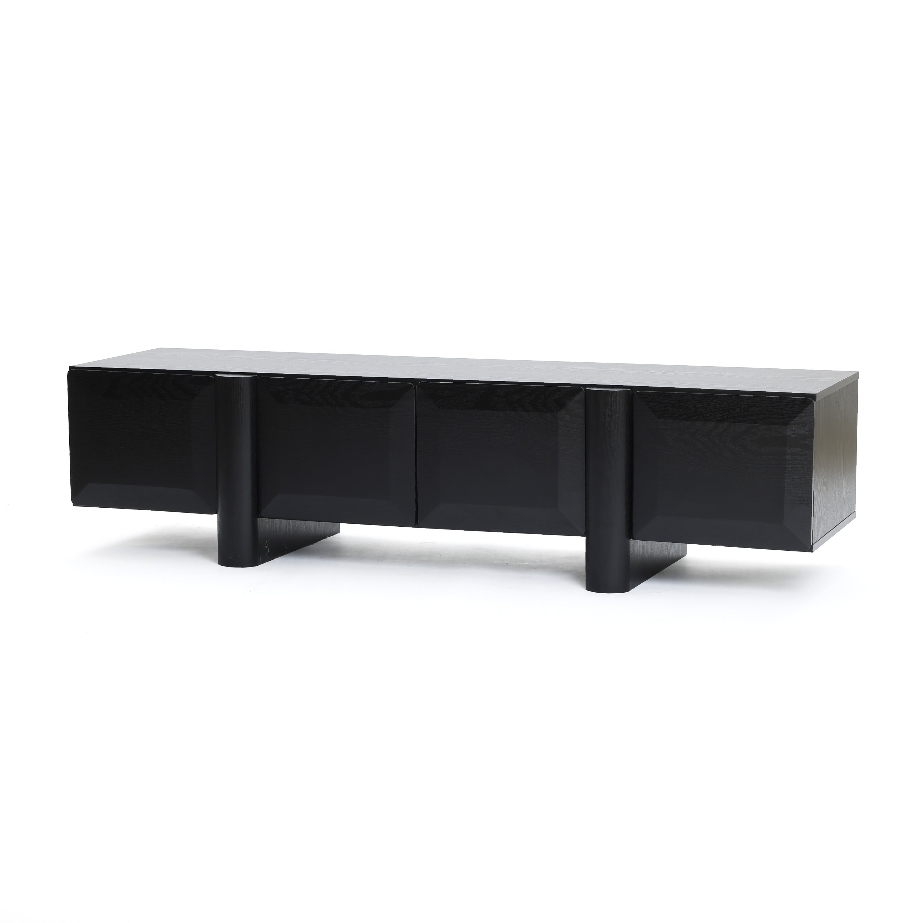 Modern Black Media Console Cabinet 63 Engineered Wood Tv Stand 15.75 H X 63 W X 15.75 D