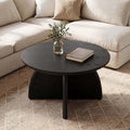 Modern Black Round Coffee Table 31.5 Circle Center Table For Living Room Home Office Easy Assembly Low Cocktail Table
