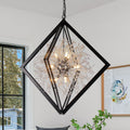 Modern Black Sputnik Crystal Chandelier Pendant Light For Dining Room Dia.30.71 In