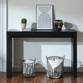 Modern Black Wood Console Table With Ribbed Legs 47 Narrow Entryway Table For Hallway Living Room