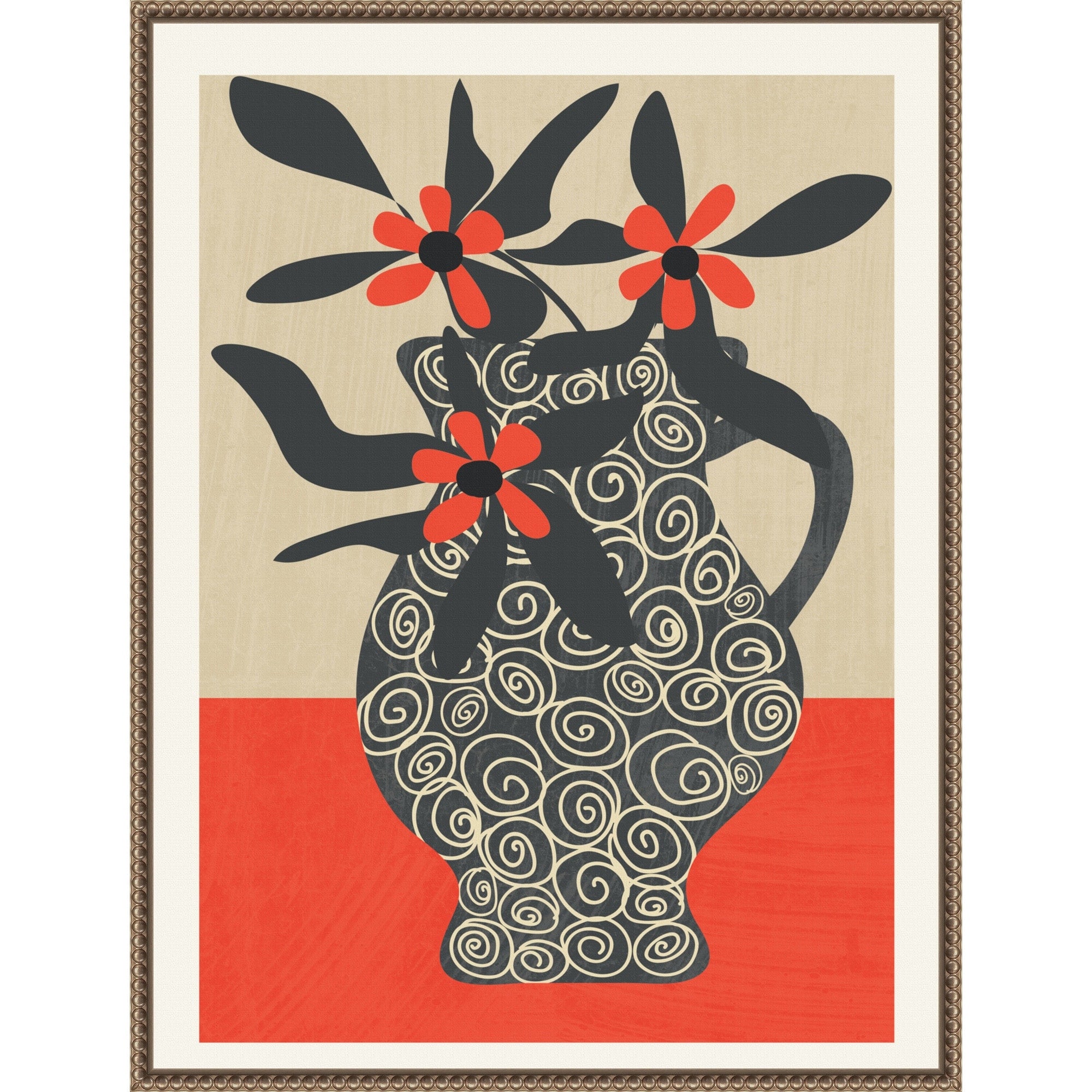 Modern Bloom By Flow Line Framed Canvas Wall Art