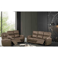 Modern Brown Faux Leather Power Reclining Sofa Loveseat Chair Set
