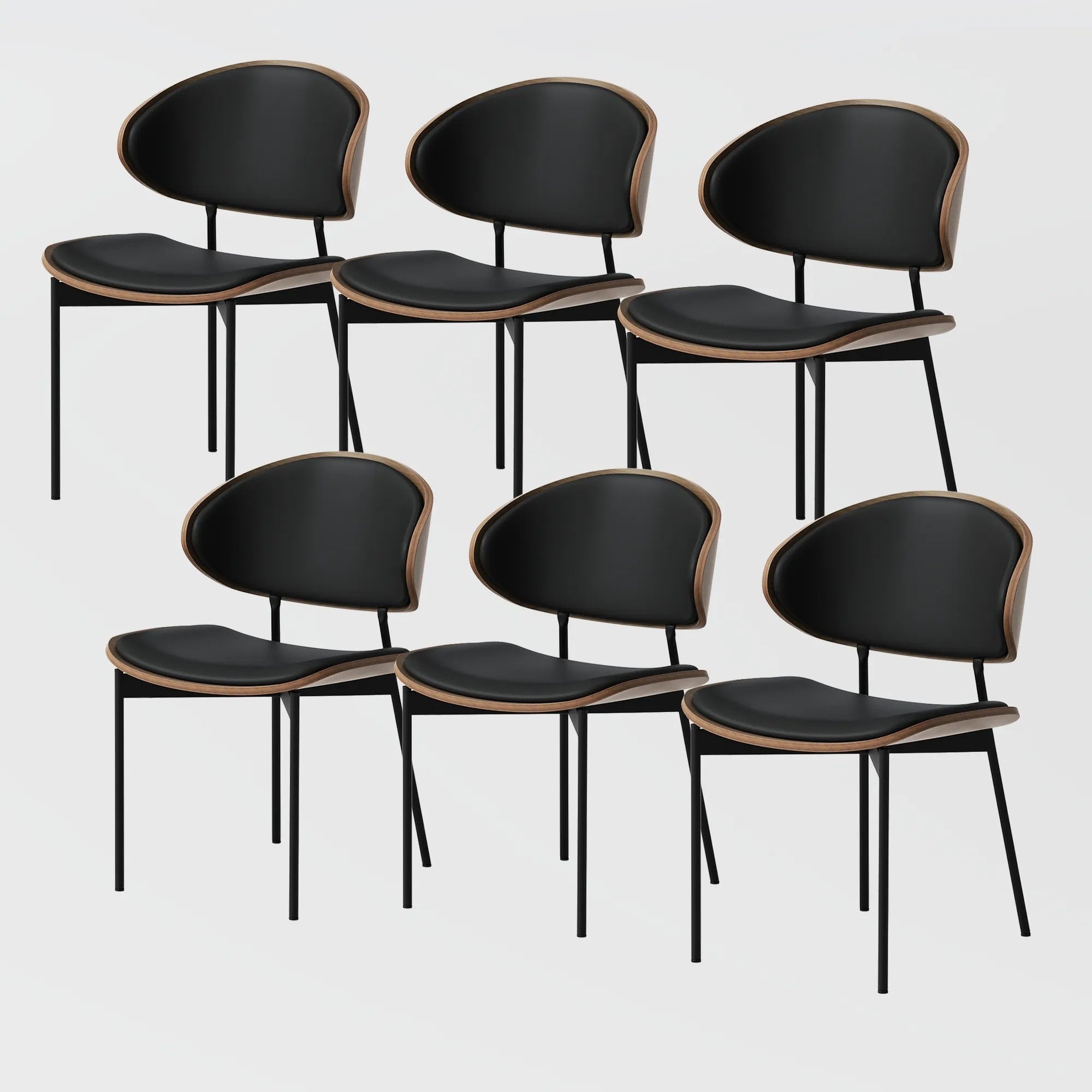 Modern Brown Not Assembled Need Dining Chairs Curved Back Leather Kitchen Chairs For Dining Room