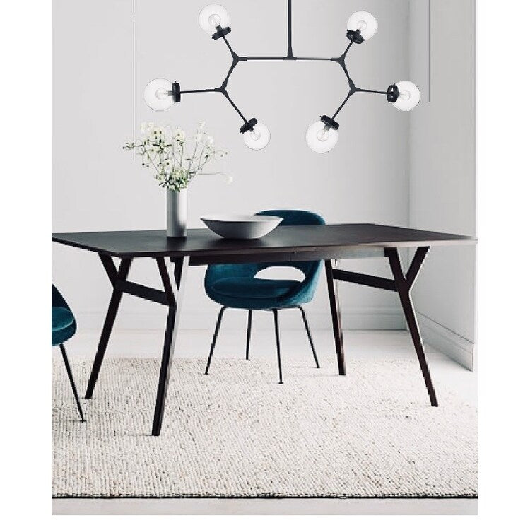 Modern Bubble Geometric Six Light Chandelier In Matte Black