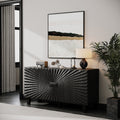 Modern Buffet Sideboard With 4 Sunburst Doors Credenza Storage Cabinet