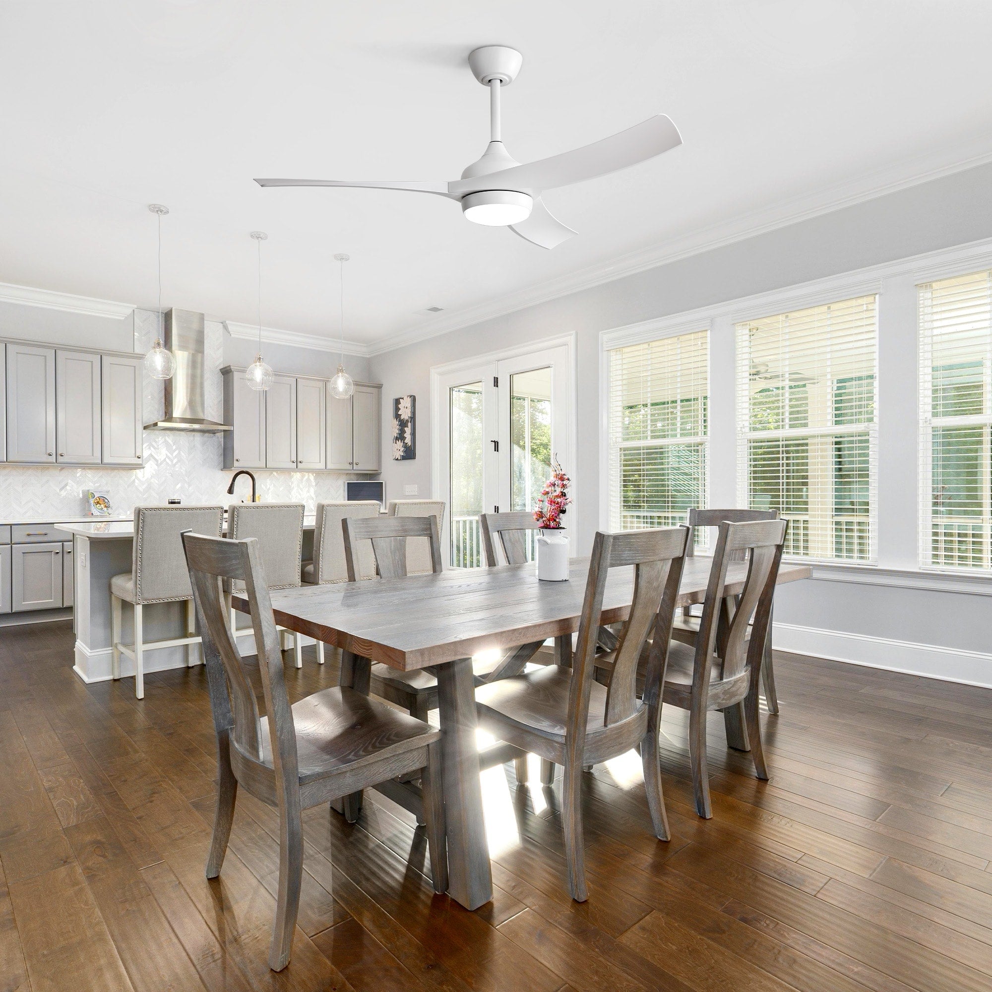 Modern Ceiling Fan With Led Light And Remote Control White
