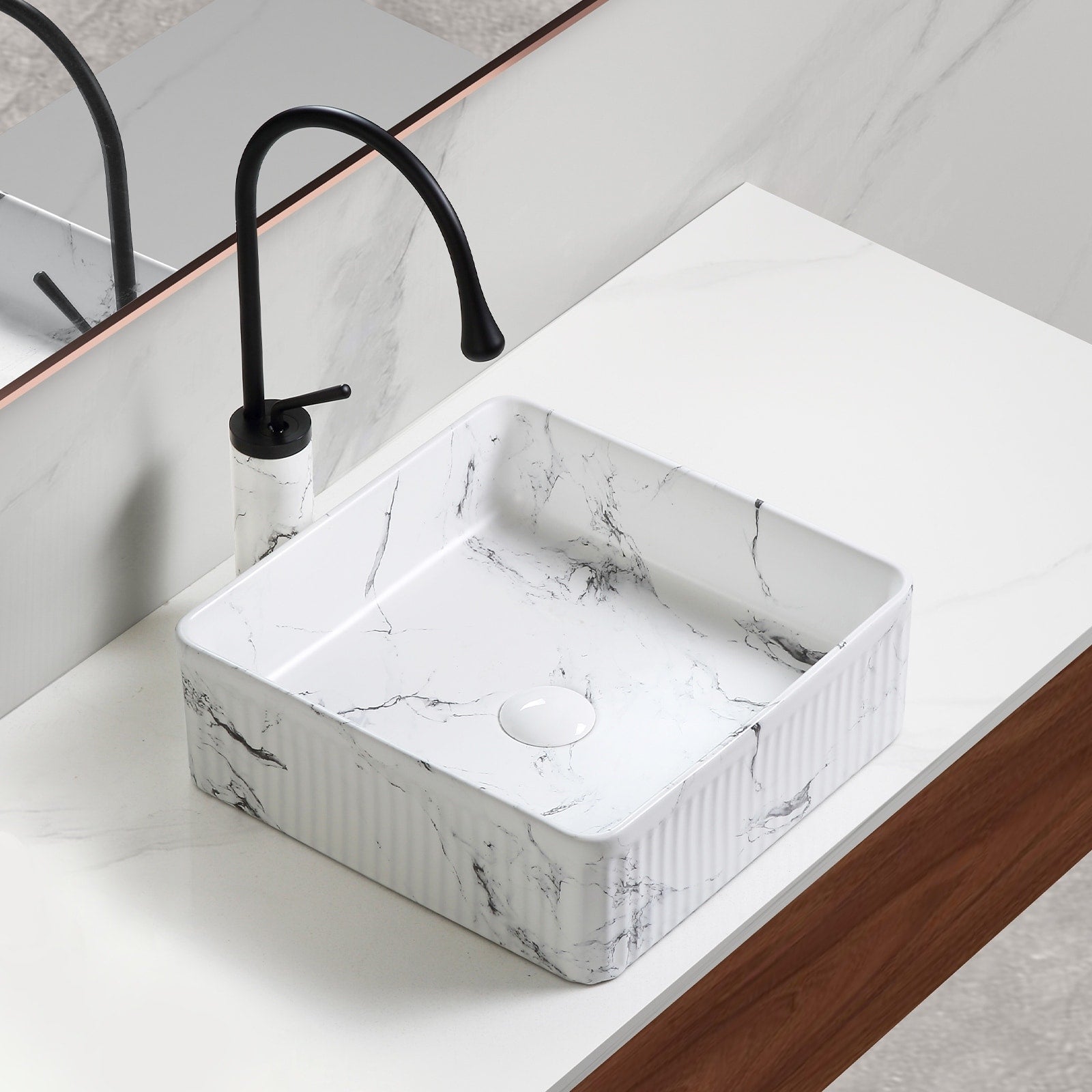 Modern Ceramic Art Basin Sink Set With Textured Surface