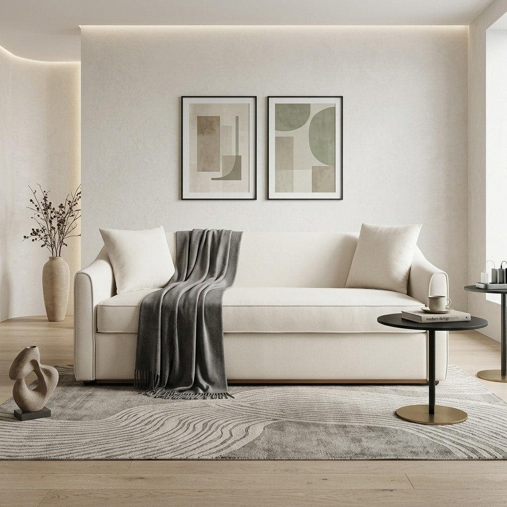 Modern Chenille 3 Seater Sofa With Wrap Around Arms By Harper Bright Designs