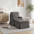 Modern Chenille Swivel Armchair And Storage Ottoman