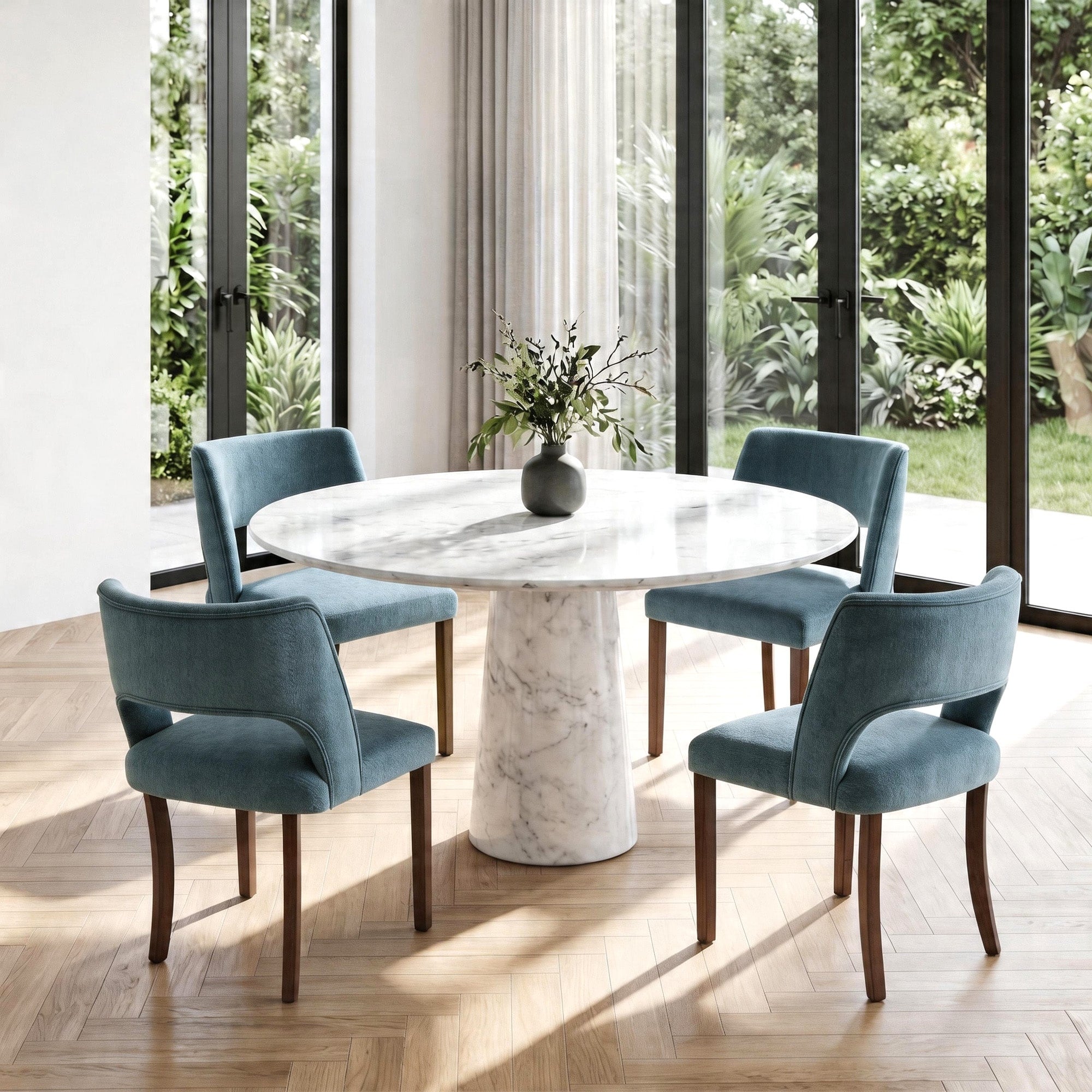Modern Chenille Upholstered Dining Chairs For Kitchen Dining Room Set Of 2 4 6 8