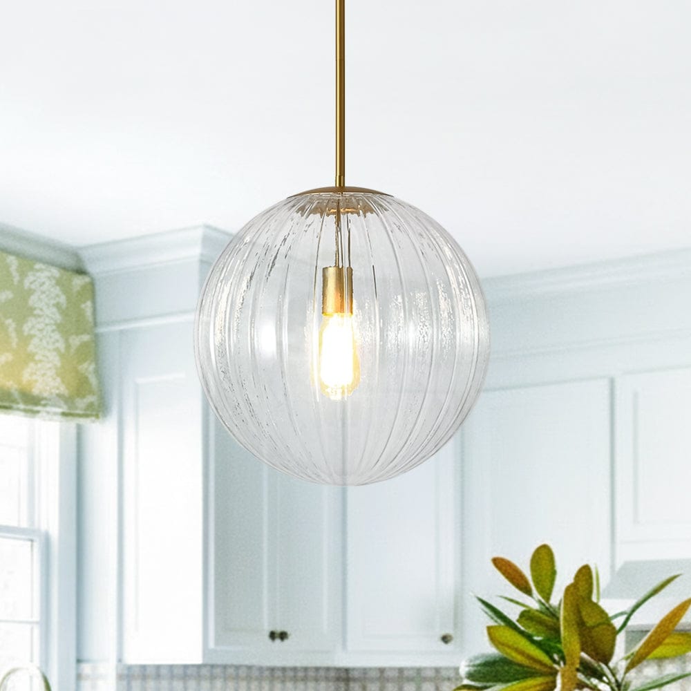 Modern Chic 1 Light Dimmable Striped Glass Sphere Pendant 15.0 In