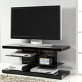 Modern Chic Design Glossy Black Display Tv Console With Black Tempered Glass Shelves