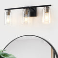 Modern Chrome 3 Light Bathroom Vanity Light Over Mirror With Clear Glass Shade
