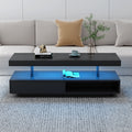 Modern Coffee Table Sofa Table With 2 Drawers And Display Shelves Accent Table Center Table With Led Lights
