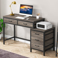Modern Computer Desk With 5 Drawers Home Office Desks With Reversible Drawer Cabinet Printer Stand