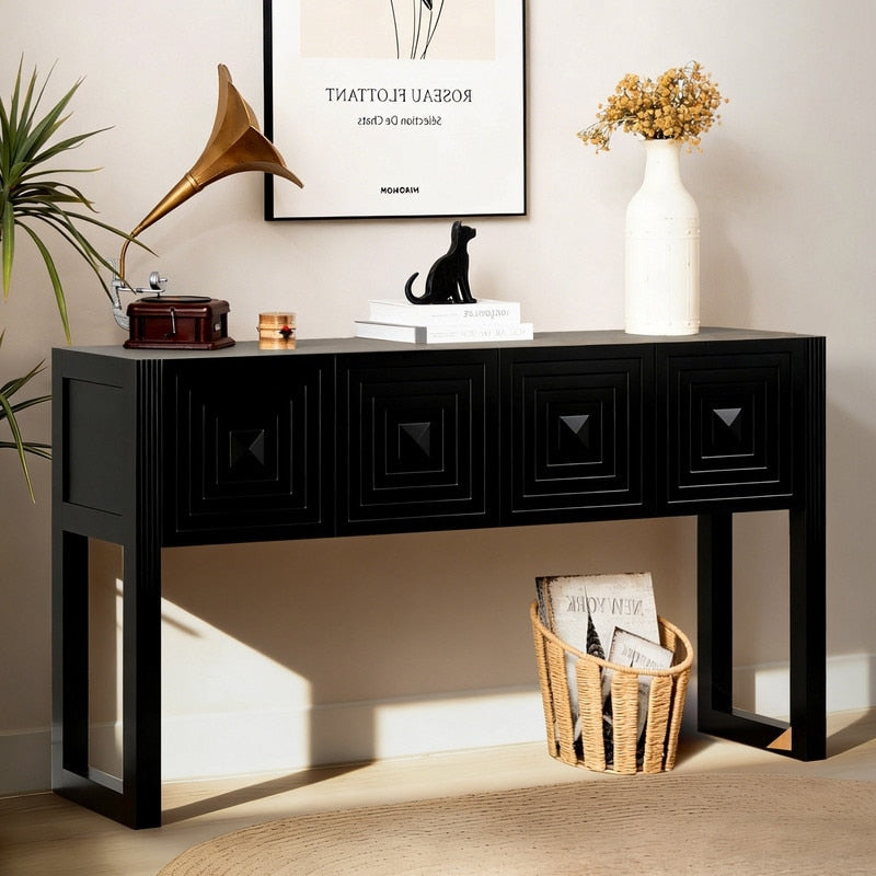 Modern Console Table With Drawers Fluted Entryway Sofa Table For Entryway Living Room
