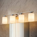 Modern Contemporary Bathroom Satin Nicke Dark Brown Vanity Light With Frosted Glass Shades Wall Mounted For Mirror Hallway
