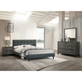 Modern Contemporary Style 4Pc Bed Set Plastic Tapered Legs Metal Handles Charcoal Finish