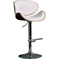 Modern Contemporary Swivel Walnut Bentwood Lift Adjustable Height Bar Stool With Curved Seat And Back White