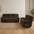 Modern Corduroy Manual Recliner Glider Sofa Set With Storage And Cupholder