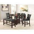 Modern Counter Height 6Pc Dining Table Set 1X Table 1X Bench 4X Chairs Espresso Finish