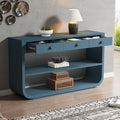 Modern Curved Console Table Sofa Table With 3 Drawers Entryway Table Hallway Table With 2 Open Shelves