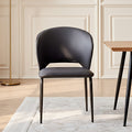 Modern Curved Faux Leather Upholstered Dining Chair With Cutout Back And Black Metal Legs