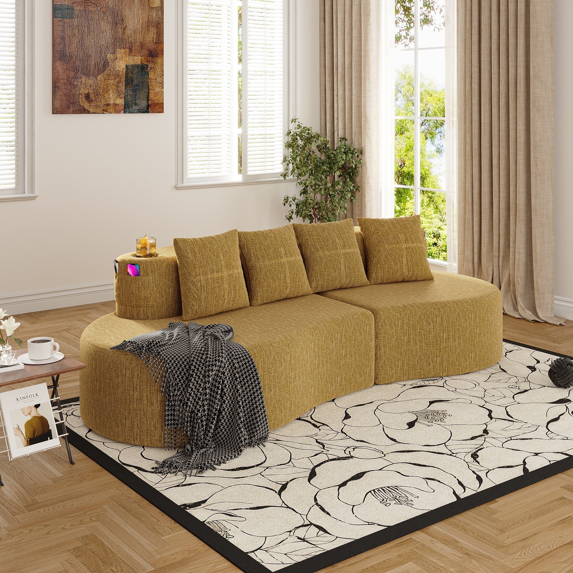 Modern Curved Sectional 3 Seat Minimalist Elegant Half Moon Sofa Compressed Modular Sectional Sofa For Living Room Office