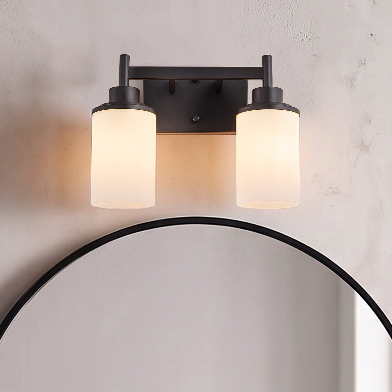 Modern Dark Brown Brushed Nickel Vanity Wall Sconce With Opal Glass Shades Wall Mounted Fixture For Bathroom Mirror And Hallway