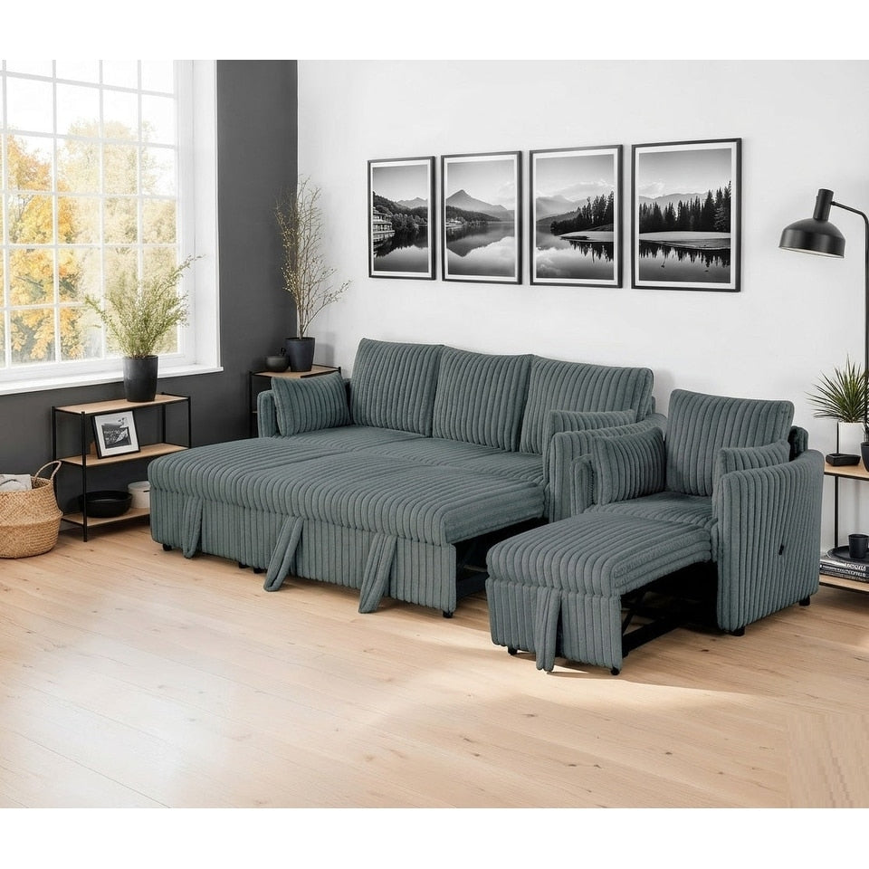 Modern Dark Gray Finish Upholstered Charging Ports 2Pc Sofa Set
