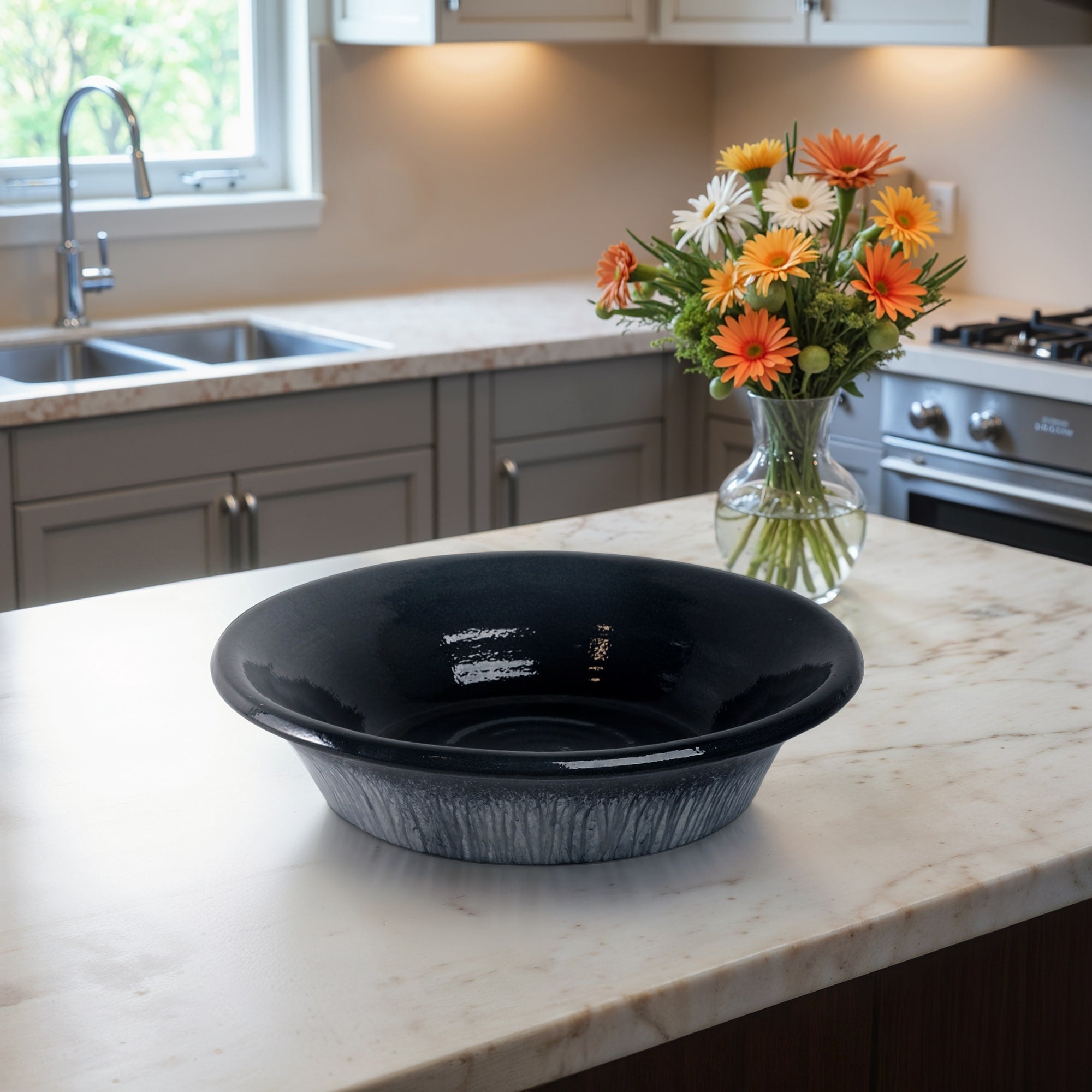 Modern Decorative Bowl With Tapered Shape 18 Blue 18.0