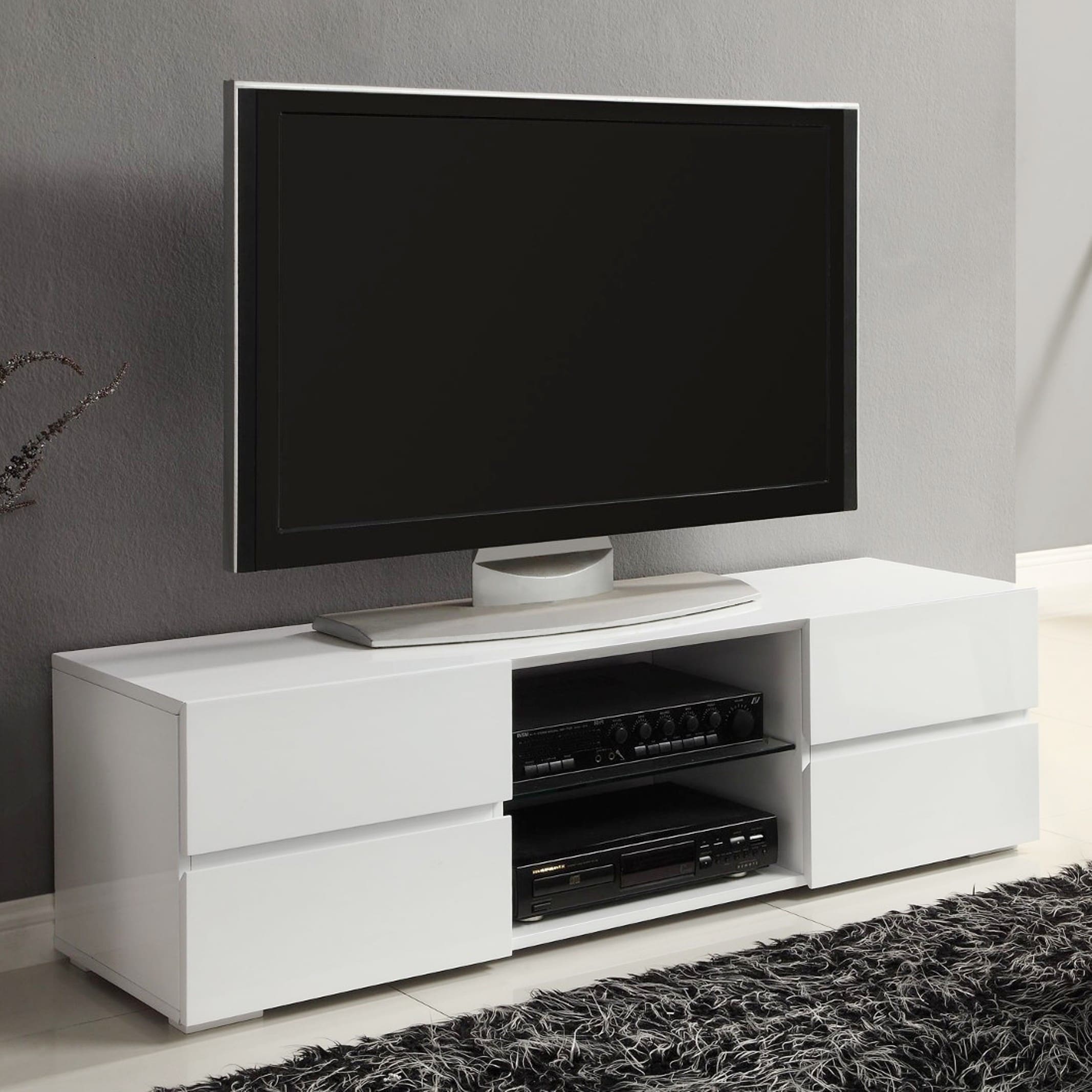 Modern Design Glossy White Entertainment Center Tv Console With Drawers