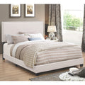 Modern Design Ivory Upholstered Bed With Nailhead Trim