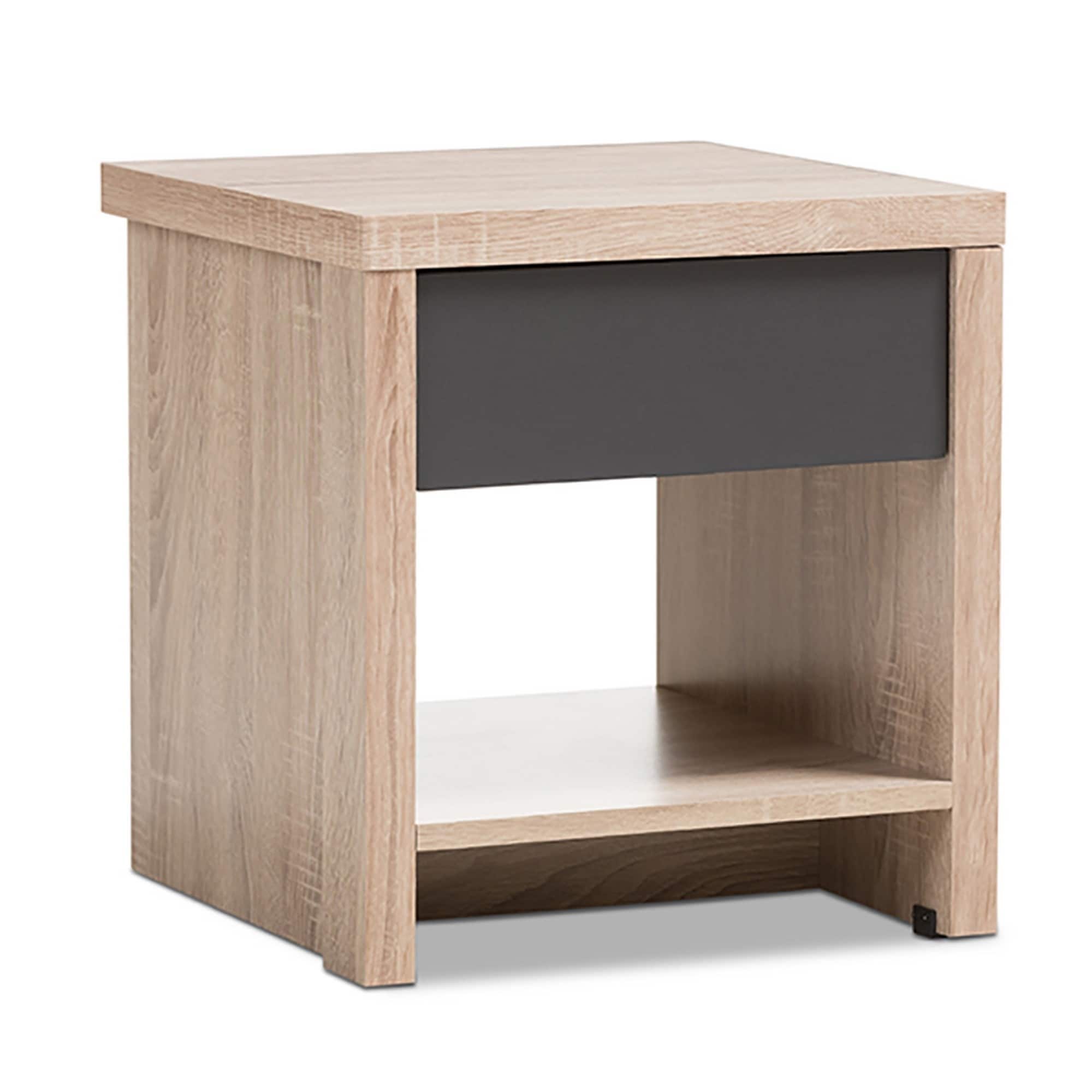Modern Designs Contemporary Two Tone Oak And Grey Nightstand