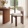 Modern Dining Chair Wood Upholstered Fabric Curved Back Set Of 2