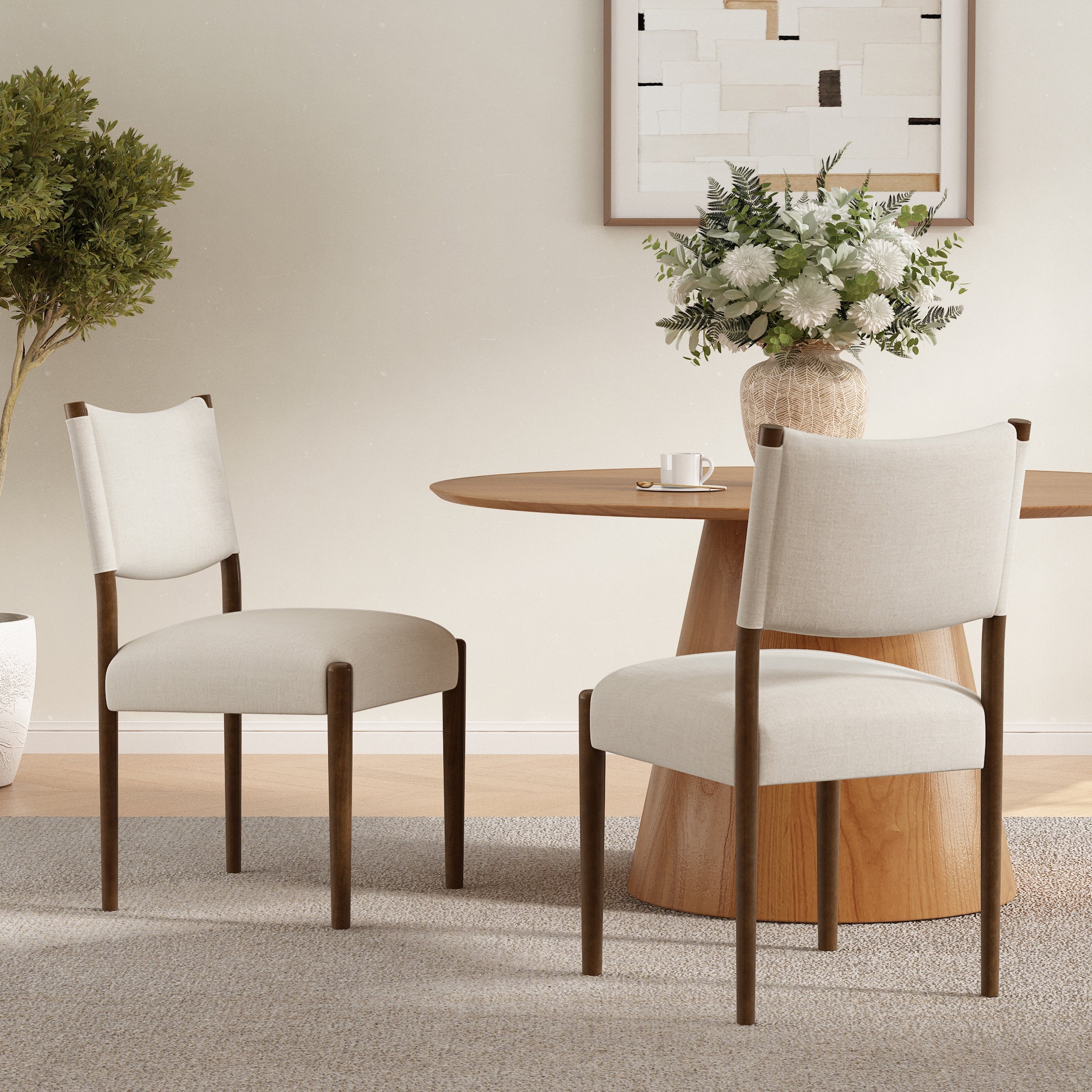 Modern Dining Chair Kitchen Chair With Thick Seat Cushion And Solid Wood Legs Dining Chairs For Dining Room Set Of 2