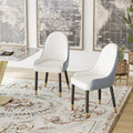 Modern Dining Chairs Set Of 2 With Thick Cushion Comfortable Faux Leather Upholstered Dining Chairs With Metal Legs